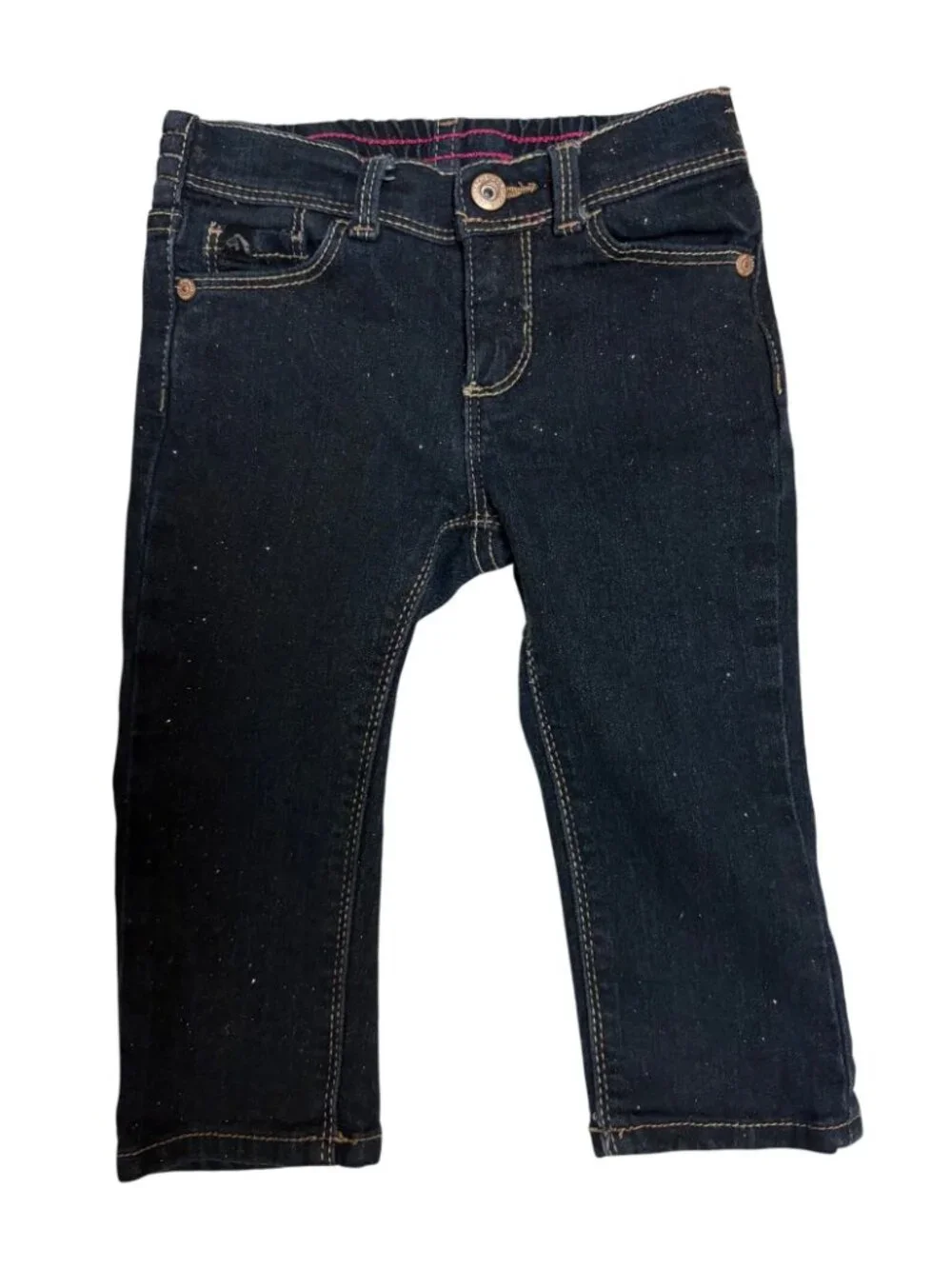 Jordache Baby Girl Skinny Denim Glitter Jeans 18M Stretch Elastic Waist